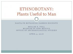 ETHNOBOTANY Plants Useful to Man SANTA FE BOTANICAL