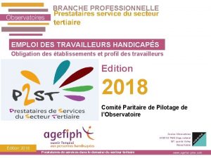 BRANCHE PROFESSIONNELLE EMPLOI DES TRAVAILLEURS HANDICAPS Obligation des