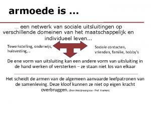 armoede is een netwerk van sociale uitsluitingen op