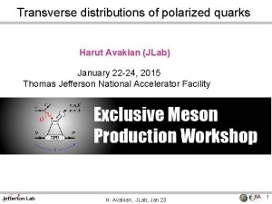 Transverse distributions of polarized quarks Harut Avakian JLab