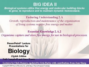 BIG IDEA II Biological systems utilize free energy