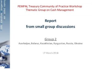 PEMPAL Treasury Community of Practice Workshop Thematic Group