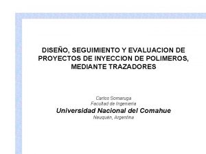 DISEO SEGUIMIENTO Y EVALUACION DE PROYECTOS DE INYECCION