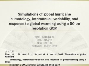 Simulations of global hurricane climatology interannual variability and