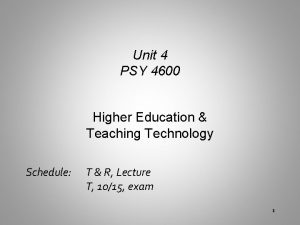 Unit 4 PSY 4600 Higher Education Teaching Technology