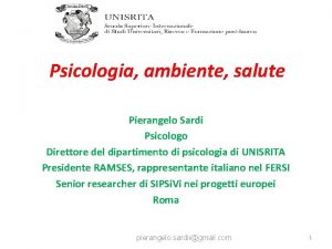 Psicologia ambiente salute Pierangelo Sardi Psicologo Direttore del