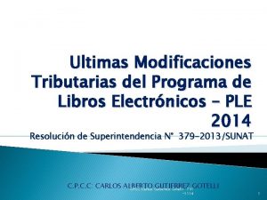 Ultimas Modificaciones Tributarias del Programa de Libros Electrnicos