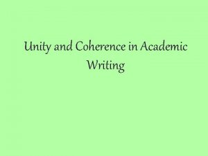 Unity in academic writing