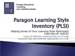 Paragon learning style inventory