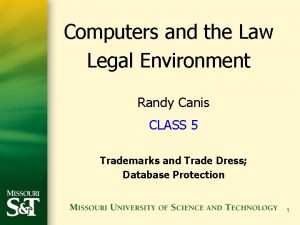 Computers and the Law Legal Environment Randy Canis