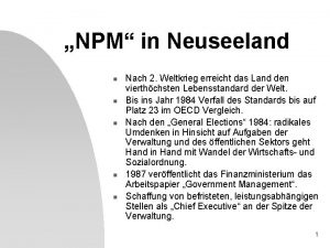 NPM in Neuseeland n n n Nach 2