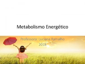 Metabolismo Energtico Professora Luciana Ramalho 2018 Metabolismo Energtico