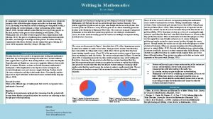 Writing in Mathematics It is important to incorporate