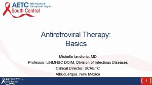 Antiretroviral Therapy Basics Michelle Iandiorio MD Professor UNMHSC