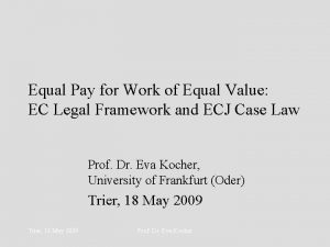 Equal Pay for Work of Equal Value EC