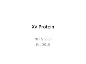 XV Protein NDFS 5560 Fall 2015 Protein quality