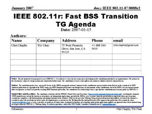 January 2007 doc IEEE 802 11 070088 r