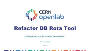Refactor DB Rota Tool CERN openlab summer students