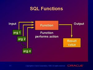 SQL Functions Input Function arg 1 arg 2