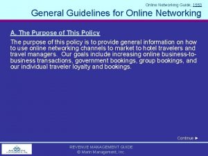 Online Networking Guide 1553 General Guidelines for Online