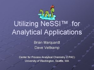 Utilizing Ne SSI for Analytical Applications Brian Marquardt