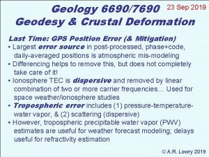 Geology 66907690 23 Sep 2019 Geodesy Crustal Deformation