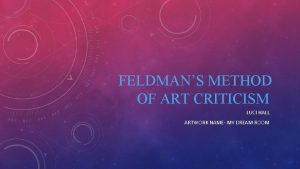 FELDMANS METHOD OF ART CRITICISM LUCI HALL ARTWORK