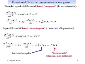 Equazioni differenziali omogenee e non omogenee Esempi di