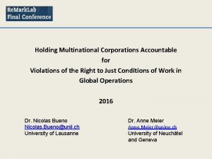 Holding Multinational Corporations Accountable for Violations of the