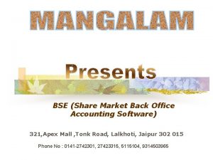 BSE Share Market Back Office Accounting Software 321