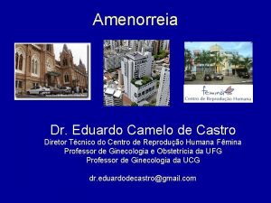 Amenorreia Dr Eduardo Camelo de Castro Diretor Tcnico