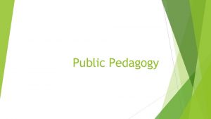 Public Pedagogy The Terrain of Public Pedagogy Education