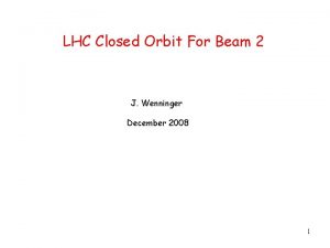LHC Closed Orbit For Beam 2 J Wenninger