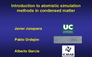 Introduction to atomistic simulation methods in condensed matter
