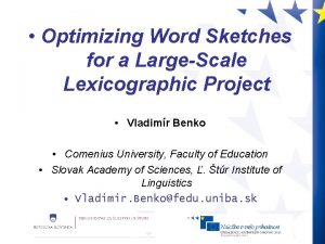 Optimizing Word Sketches for a LargeScale Lexicographic Project