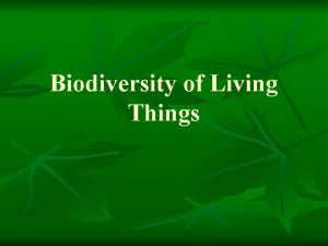 Biodiversity of Living Things n n Biodiversity is