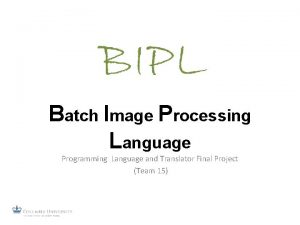 Batch Image Processing Language Programming Language and Translator