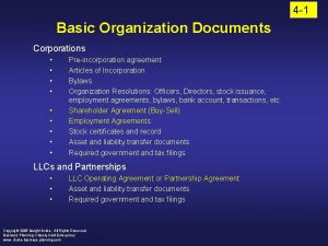 4 1 Basic Organization Documents Corporations Preincorporation agreement