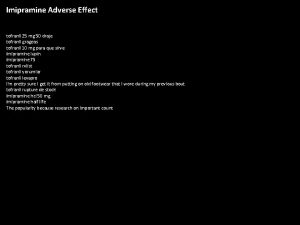 Imipramine Adverse Effect tofranil 25 mg 50 draje