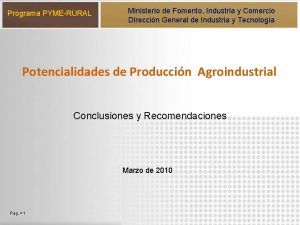 Programa PYMERURAL Ministerio de Fomento Industria y Comercio