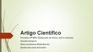 Artigo Cientfico Disciplina PPGPE Elaborao de textos aula