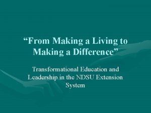 From Making a Living to Making a Difference