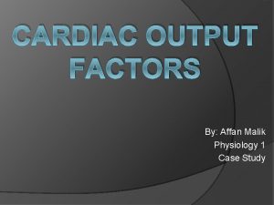 CARDIAC OUTPUT FACTORS By Affan Malik Physiology 1