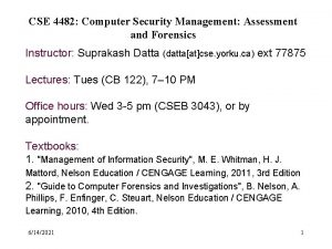 CSE 4482 Computer Security Management Assessment and Forensics