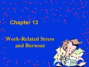 Chapter 13 WorkRelated Stress and Burnout OBJECTIVES Define