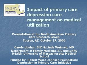 Impact of primary care depression care management on