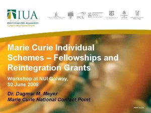 Marie Curie Individual Schemes Fellowships and Reintegration Grants