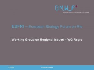 ESFRI European Strategy Forum on RIs Working Group