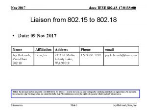 Nov 2017 doc IEEE 802 18 170138 r