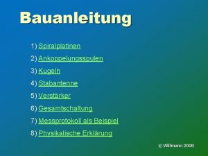 Bauanleitung 1 Spiralplatinen 2 Ankoppelungsspulen 3 Kugeln 4